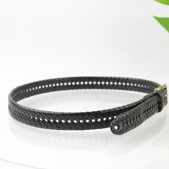 Dockers Mens Belt Size 36 Black Leather Woven Braided Brass Square Prong Buckle - Picture 3 of 10